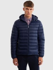 Kurtka męska pikowana z kapturem granatowa Acarf 404. Niebieskie kurtki BIG STAR, na zimę, l, bez wzorów, z kapturem. Za 359.99 zł.