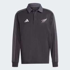 Koszulka polo z długim rękawem All Blacks Aeroready 2023/24. Czarne bluzki z długim rękawem Adidas, m, bez wzorów, bez kołnierzyka, bez ramiączek. W wyprzedaży za 205.50 zł.