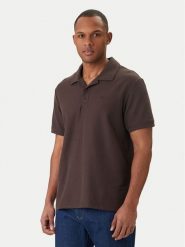 Calvin Klein Jeans Polo Easy Micro Waffle LV04RF205G Brązowy Regular Fit. Brązowe koszulki polo Calvin Klein Jeans, m, bez wzorów, z bawełny, bez kołnierzyka, bez ramiączek. Za 329.99 zł.