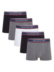 Reebok Bokserki (5 par) "Baird" w kolorze szarym, czarnym i białym rozmiar: L. Białe bokserki Reebok, l, bez wzorów. Za 103.37 zł.