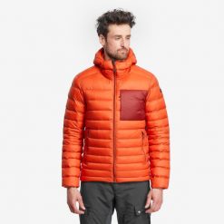 Kurtka trekkingowa męska puchowa Forclaz MT500 - 10°C. Zielone kurtki SIMOND, na lato, l, bez wzorów, z materiału, z kapturem. Za 299.99 zł.