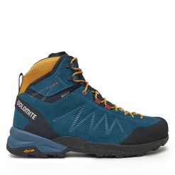 Trekkingi Dolomite. Niebieskie botki sznurowane Dolomite, bez wzorów, bez obcasa, bez zapięcia. Za 739.99 zł.