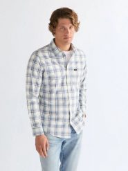MESKA KOSZULA WRANGLER 1 PKT SHIRT BLUE WHITE 112378035. Białe koszule Wrangler, xl, bez wzorów, bez kołnierzyka, bez ramiączek. Za 139.99 zł.