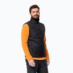 Bezrękawnik turystyczny męski Jack Wolfskin Lapawa Ins. Czarne bezrękawniki Jack Wolfskin, m, bez wzorów, bez kołnierzyka, bez ramiączek. Za 269.99 zł.