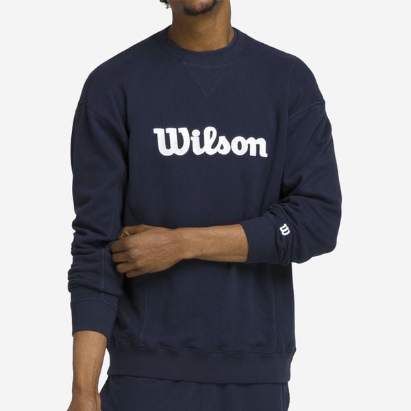 Bluza tenisowa męska Wilson Classic. Niebieskie bluzy Wilson, m, bez wzorów, z bawełny, bez kaptura. Za 289.99 zł.