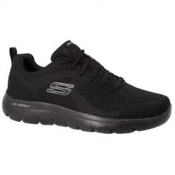 Buty do chodzenia męskie Skechers Brisbane. Czarne buty sportowe casual Skechers, bez wzorów, z gumy, bez zapięcia. Za 327.00 zł.