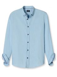 OLYMP Koszula "Casual" - Regular fit - w kolorze błękitnym rozmiar: M. Niebieskie koszule Olymp, m, bez wzorów, z bawełny, bez kołnierzyka, bez ramiączek. Za 122.09 zł.