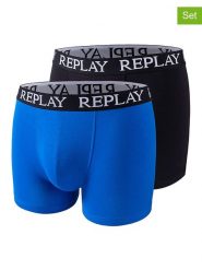 Replay Underwear Bokserki (2 pary) w kolorze niebieskim i czarnym rozmiar: XL. Czarne bokserki Replay Underwear, xl, bez wzorów. Za 43.99 zł.