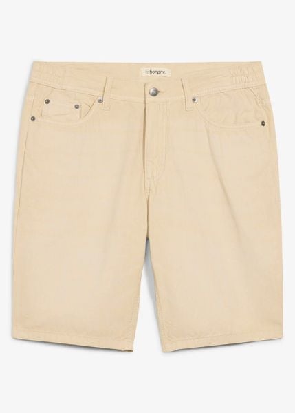 Lekkie bermudy z elastyczną wstawką w talii, z kolorowego denimu, regular fit. Brązowe jeansy bonprix, m. Za 47.99 zł.