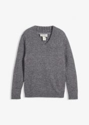 Łatwy w pielęgnacji sweter z grubej dzianiny. Szare swetry nierozpinane bonprix, m, bez wzorów, z dzianiny, bez kołnierzyka, bez ramiączek. Za 114.99 zł.