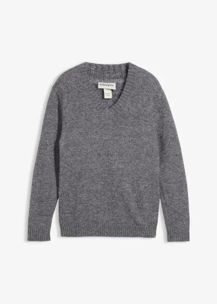 Łatwy w pielęgnacji sweter z grubej dzianiny. Szare swetry nierozpinane bonprix, m, bez wzorów, z dzianiny, bez kołnierzyka, bez ramiączek. Za 114.99 zł.