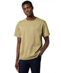 MĘSKA KOSZULKA WRANGLER SS SOLID TEE ALOE 112371504. T-shirty Wrangler, m, bez wzorów, bez kołnierzyka, bez ramiączek. Za 79.99 zł.