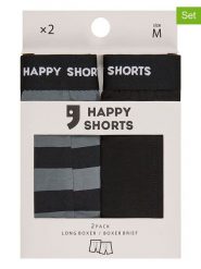 Happy Shorts Bokserki (2 pary) w kolorze czarno-szarym rozmiar: XL. Czarne bokserki Happy Shorts, xl, bez wzorów. Za 48.05 zł.