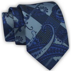 Krawat Alties (7 cm) - Niebiesko Granatowy Duży Wzór. Niebieskie krawaty i muchy Alties, bez wzorów, z tkaniny. Za 49.00 zł.