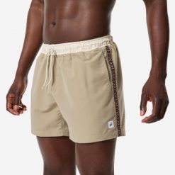 Spodenki surfingowe męskie Decathlon 100 Georetro 15". Brązowe odzież kąpielowa Decathlon, l, bez wzorów, z materiału, sportowe. Za 49.99 zł.