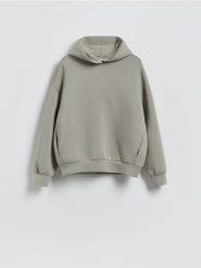Gładka bluza z kapturem - jasnozielony. Zielone bluzy z kapturem Reserved, l, bez wzorów, z bawełny, z kapturem. Za 149.99 zł.