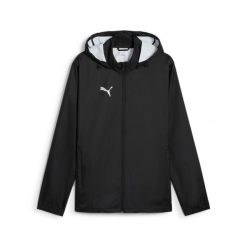 Kurtka treningowa Puma teamAddition All Weather. Czarne kurtki Puma, s, bez wzorów, z materiału, z kapturem. Za 229.39 zł.