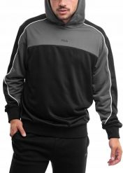 Bluza Męska Z Kapturem Fila Luźna Sportowa Dresowa Treningowa Hoodie. Czarne bluzy z kapturem Fila, l, bez wzorów, z dresówki, z kapturem. Za 210.99 zł.