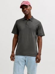 Jack & Jones Koszulka polo "Crodney" w kolorze antracytowym rozmiar: S. Czarne koszulki polo Jack & Jones, s, bez wzorów, bez kołnierzyka, bez ramiączek. Za 69.99 zł.
