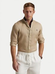 Polo Ralph Lauren Koszula 710968925004 Beżowy Slim Fit. Brązowe koszule Polo Ralph Lauren, m, bez wzorów, ze lnu, bez kołnierzyka, bez ramiączek. Za 709.99 zł.