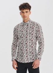 PAKO LORENTE – Biała koszula w kwiaty. Białe koszule Pako Lorente, m, bez wzorów, z bawełny, bez kołnierzyka, bez ramiączek. Za 299.99 zł.