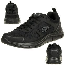 Buty do chodzenia męskie Skechers Trackscloric. Czarne buty do biegania Skechers, bez wzorów, z materiału, bez zapięcia, do biegania. Za 249.99 zł.