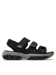 Skechers Sandały Atlan-Bodie 210444/BLK Czarny. Czarne sandały Skechers, z materiału, bez zapięcia. Za 199.99 zł.