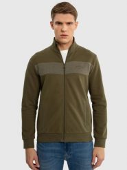 Bluza męska bawełniana na stójce khaki Johnson 303. Zielone bluzy BIG STAR, l, bez wzorów, z bawełny, bez kaptura. W wyprzedaży za 179.99 zł.