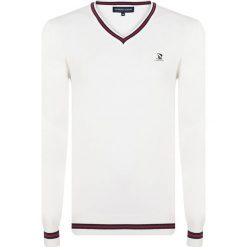 Sweter w kolorze białym. Białe swetry nierozpinane Giorgio Di Mare, m, bez wzorów, z bawełny, bez kołnierzyka, bez ramiączek. W wyprzedaży za 139.95 zł.