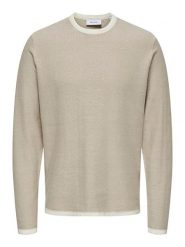 ONLY & SONS Sweter w kolorze beżowym rozmiar: L. Brązowe swetry nierozpinane Only & Sons, l, bez wzorów, z bawełny, bez kołnierzyka, bez ramiączek. Za 92.86 zł.