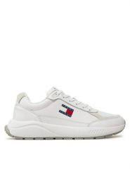 Tommy Jeans Sneakersy Tjm Runner Full Leather Ess EM0EM01445 Biały. Białe buty sportowe casual Tommy Jeans, bez wzorów, z jeansu, bez zapięcia. Za 319.99 zł.