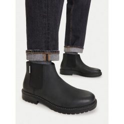 Sztyblety Guess Jeans. Czarne botki sznurowane Guess Jeans, z aplikacjami, z jeansu, bez obcasa, bez zapięcia. Za 299.99 zł.