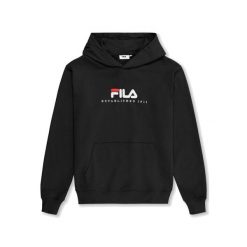 Bluza z kapturem męska do biegania Fila Valsera regular logo czarna. Czarne bluzy z kapturem Fila, m, bez wzorów, z kapturem. Za 299.00 zł.