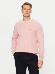 Tommy Hilfiger Sweter MW0MW37400 Różowy Slim Fit. Czerwone swetry rozpinane Tommy Hilfiger, m, bez wzorów, z bawełny, bez kołnierzyka, bez ramiączek. Za 339.99 zł.