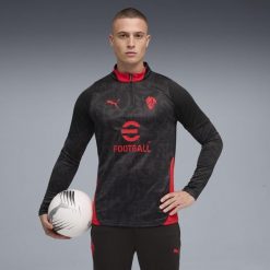 Męska bluza treningowa z zamkiem 1/4 AC Milan 25/26 PUMA. Czarne bluzy bez kaptura Puma, l, bez wzorów, bez kaptura. Za 319.00 zł.