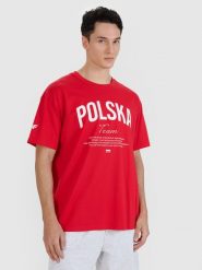 4F Koszulka kibica uniseks - czerwona XL. Czerwone t-shirty 4F, m, bez wzorów, z bawełny, bez kołnierzyka, bez ramiączek. Za 49.99 zł.
