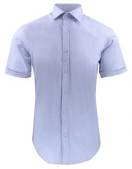 Taliowana Koszula Elegancka, Krótki Rękaw - Quickside - Błękitna. Niebieskie koszule Quickside, m, bez wzorów, z bawełny, bez kołnierzyka, bez ramiączek. Za 159.00 zł.