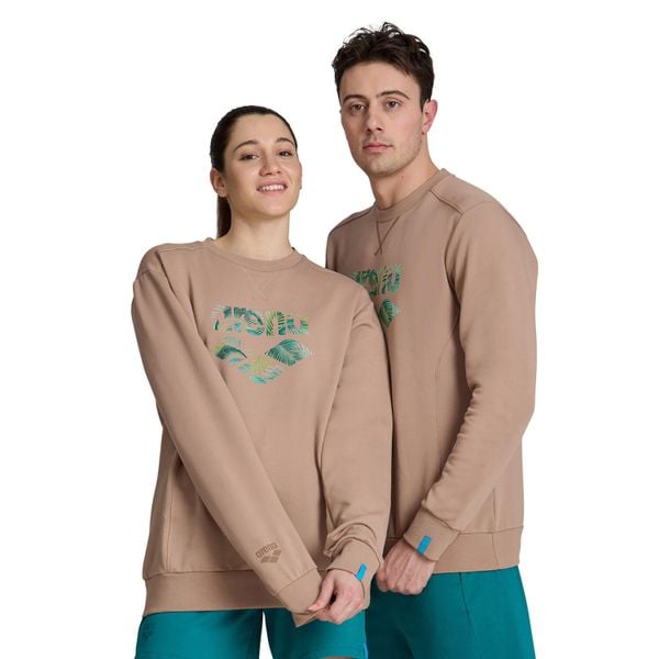 Bluza sportowa z polarem unisex Arena Crew Sweat Logo. Brązowe bluzy bez kaptura Arena, uniwersalny, bez wzorów, z bawełny, bez kaptura. Za 171.98 zł.