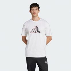 Koszulka Logo Graphic. Białe t-shirty sportowe Adidas, bez wzorów, bez ramiączek, na fitness i siłownię. Za 129.00 zł.