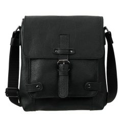 Męska torba na ramię Canaletto – miękka skóra licowa i niklowane detale TM253. Czarne torby na ramię bez wzorów, ze skóry, na ramię, bez dodatków. Za 299.25 zł.