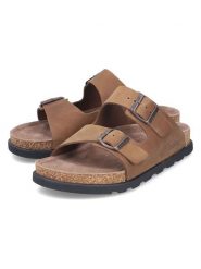 Rieker Skórzane klapki w kolorze jasnobrązowym rozmiar: 42. Brązowe klapki Rieker. Za 186.19 zł.