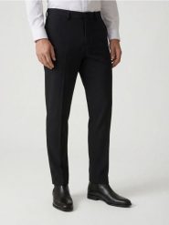 Garniturowe spodnie w kant - czarny. Czarne garnitury Reserved, bez wzorów, z tkaniny. Za 169.99 zł.