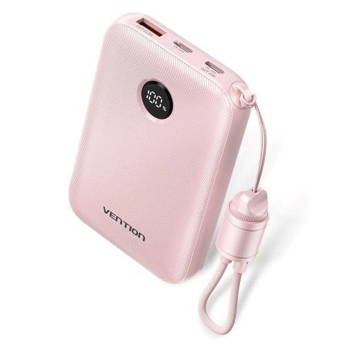 Powerbank Vention 10000mAh 2 x USB-C 1x USB-A z wyświetlaczem 22,5W różowy. Czerwone powerbanki Vention. Za 75.99 zł.