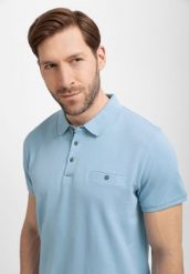 Bawełniana koszulka polo O-NICK. Niebieskie koszulki polo sportowe Volcano, na lato, m, bez wzorów, z bawełny, bez kołnierzyka, bez ramiączek. Za 99.99 zł.