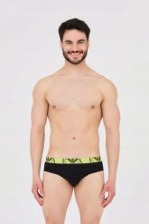 EMPORIO ARMANI Slipy 3-pack czarne, zielone. Czarne slipki Emporio Armani, m, bez wzorów, z bawełny. W wyprzedaży za 188.99 zł.