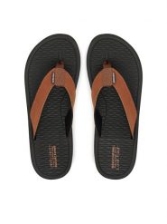 Skechers Japonki Tantric-Copano 205097/BRN Brązowy. Brązowe japonki Skechers, bez wzorów, ze skóry. Za 119.99 zł.