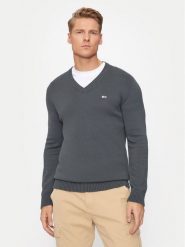 Tommy Jeans Sweter Essential DM0DM19429 Szary Slim Fit. Szare swetry rozpinane Tommy Jeans, m, bez wzorów, z bawełny, bez kołnierzyka, bez ramiączek. Za 219.99 zł.