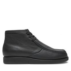 Trzewiki Calvin Klein. Czarne botki sznurowane CALVIN KLEIN, bez wzorów, bez obcasa, bez zapięcia. Za 799.99 zł.