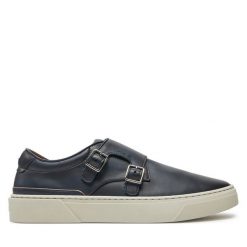 Półbuty BOSS. Niebieskie eleganckie półbuty Boss, bez wzorów, bez obcasa, bez zapięcia. Za 1,379.00 zł.