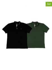 The Time of Bocha Koszulki polo (2 szt.) w kolorze zielonym i czarnym rozmiar: XXL. Czarne koszulki polo The Time of Bocha, xxl, bez wzorów, z bawełny, bez kołnierzyka, bez ramiączek. Za 165.99 zł.